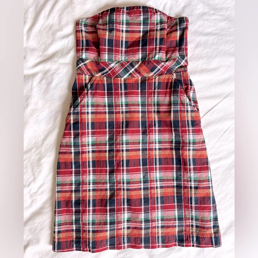 Vineyard Vines Wharf Strapless Dress, Plaid.